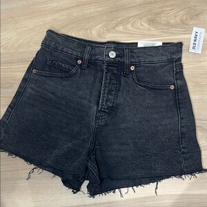 Old Navy Black High-Rise Raw-Hem Denim Shorts